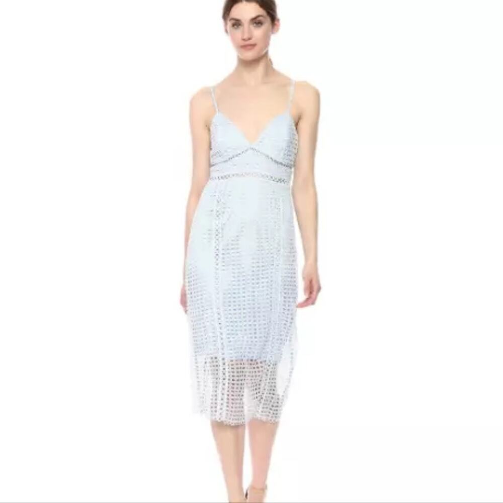 Bardot Circle Lace Dress, Steel Blue, Women's 4